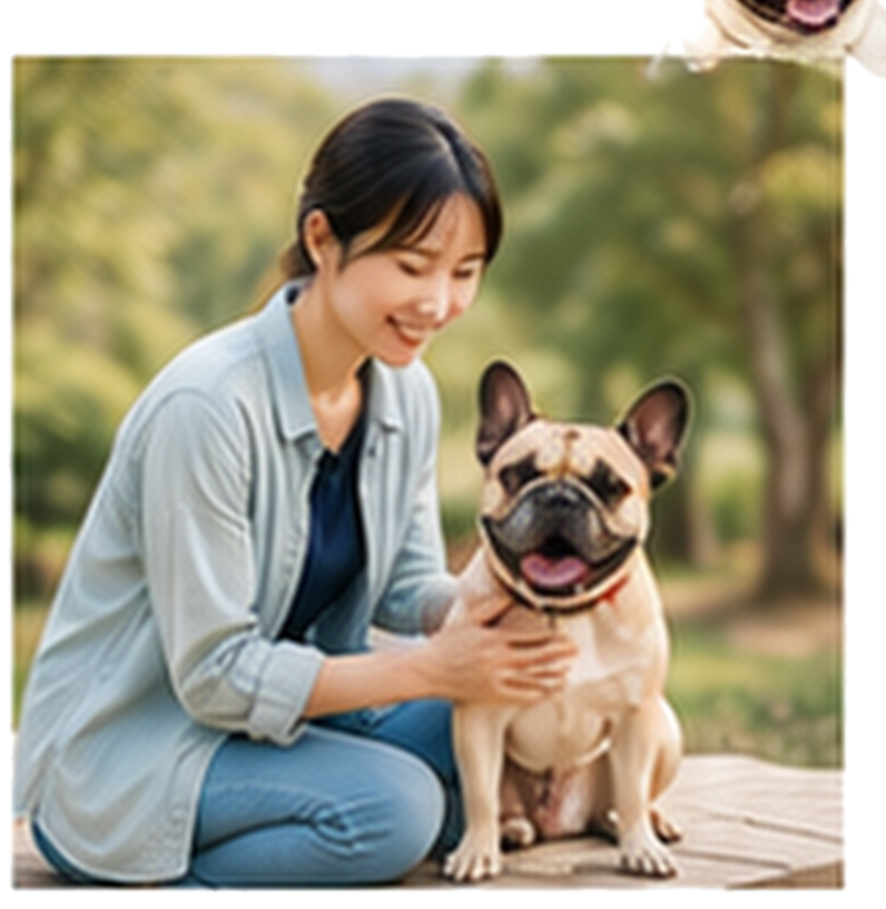 愛犬と女性